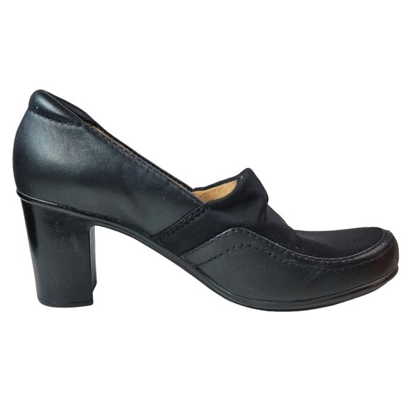 Naturalizer Quebec Loafer Shoes Black 9.5M Comfy Block Heel Leather Slip On - Picture 8 of 15